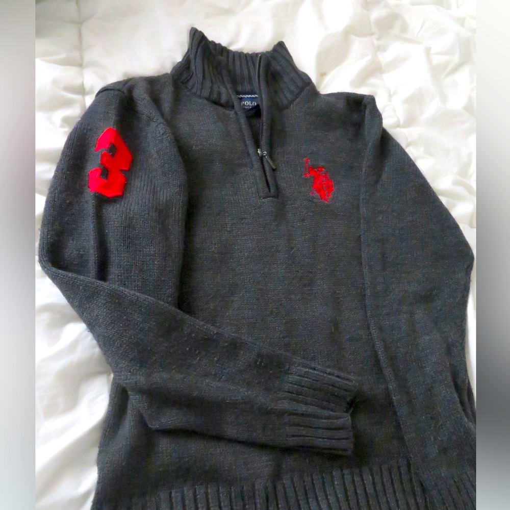 Boy’s US Polo Assn Gray Knitted Sweater Size 10/12